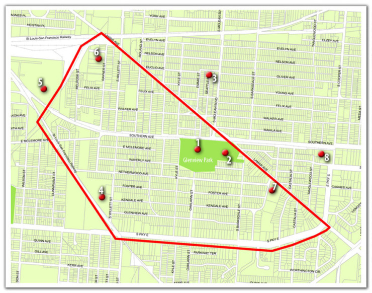 Map provided by the president of the Glenview Edgewood Manor Area Neighborhood Association.

